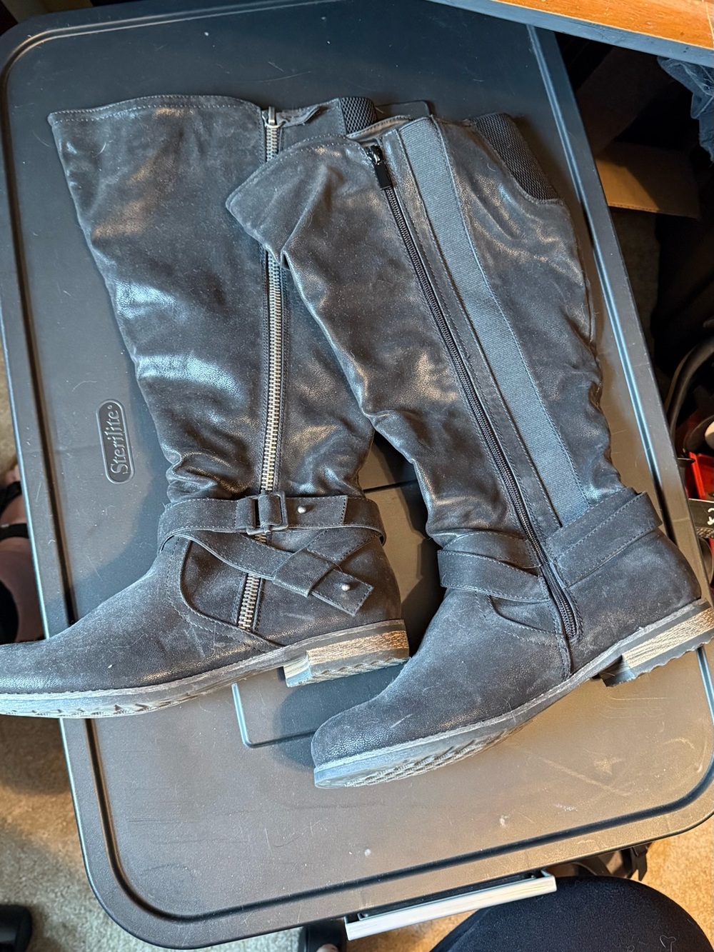 torrid Black Knee-High Zip & Strap Boots with Wide Calf